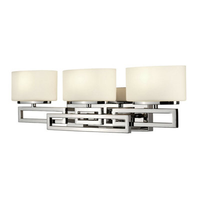 Elegant 3-Bulb Wall Light in 1920's Style with Opaque Shades and Polished Chrome Finish