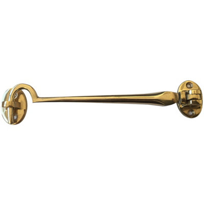 Elegant 300mm Polished Brass Cabin Hook for Doors and Windows - Hook & Eye Arm Lock