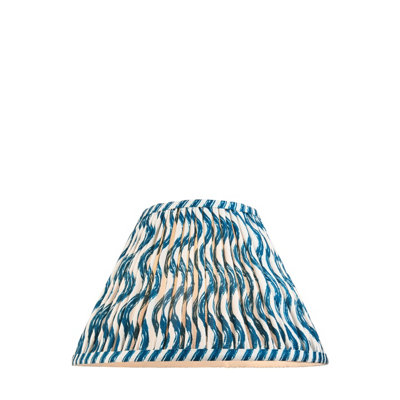 Elegant 30cm Handcrafted Marlin Blue Tapered Cylinder Lamp Shade with Pleated Design