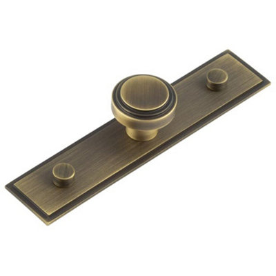 Elegant 30mm Antique Brass Cupboard Knob with Stepped Backplate - Kitchen Cabinet Knob