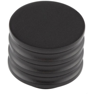 Elegant 30mm Black Cupboard Knob with Grooved Detailing - Kitchen Cabinet Knob