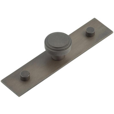 Elegant 30mm Dark Bronze Cupboard Knob with Plain Backplate Kitchen - Cabinet Knob