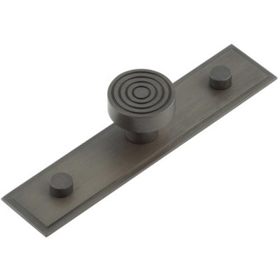 Elegant 30mm Dark Bronze Cupboard Knob with Stepped Backplate - Kitchen Cabinet Knob