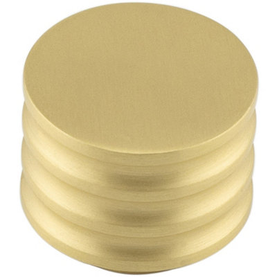 Elegant 30mm Satin Brass Cupboard Knob with Unique Grooved Design - Kitchen Cabinet Knob