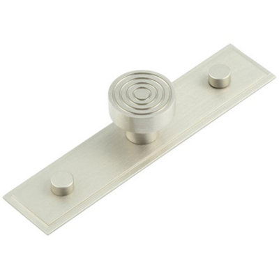 Elegant 30mm Satin Nickel Cupboard Knob with Stepped Backplate - Kitchen Cabinet Knob