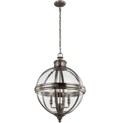 Elegant 4-Bulb Antique Nickel Chandelier Pendant Light with LED E14 60W Bulbs