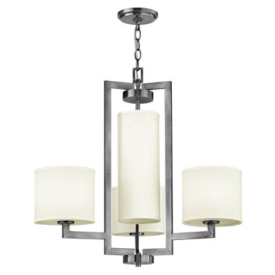 Elegant 4 Bulb Antique Nickel Chandelier Pendant Light with LED E27 Socket