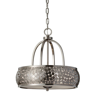 Elegant 4 Bulb Brushed Steel Chandelier Pendant Light with LED E27 Socket