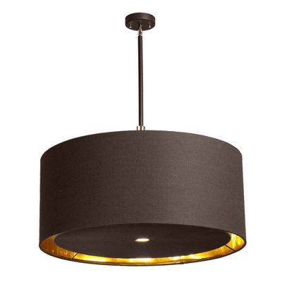 Elegant 4 Bulb Ceiling Pendant Light in Brown and Polished Brass for Modern Interiors