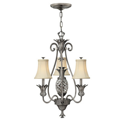 Elegant 4 Bulb Chandelier Ceiling Light in Polished Antique Nickel with LED E14 60W Bulbs