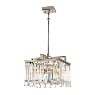 Elegant 4 Bulb Chandelier Ceiling Light with Crystal Accents in Polished Nickel Finish