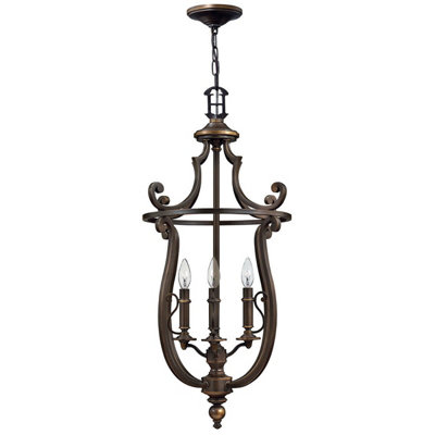 Elegant 4 Bulb Chandelier Pendant Light in Olde Bronze Finish with LED E14 Socket