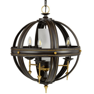 Elegant 4 Bulb Gold Chandelier Pendant Light with LED E14 Bulbs