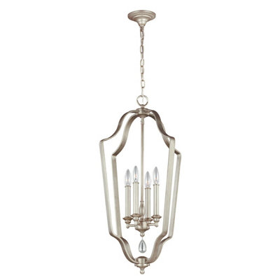 Elegant 4 Bulb LED Ceiling Pendant Light Fixture in Sunrise Silver