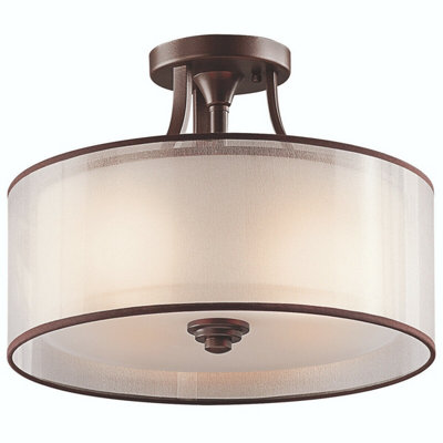 Elegant 4 Bulb Semi Flush Mount Light in Umber Metallic Finish