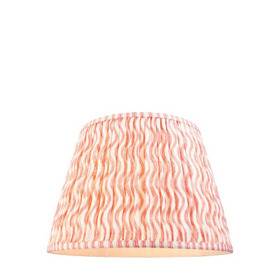 Elegant 40cm Coral Pink Tapered Lamp Shade - Handcrafted with Pleated Design