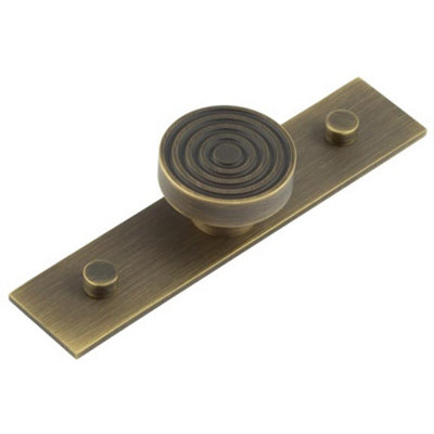 Elegant 40mm Antique Brass Cupboard Knob with Plain Backplate - Kitchen Cabinet Knob