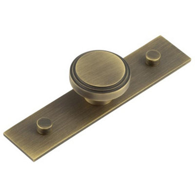 Elegant 40mm Antique Brass Cupboard Knob with Stepped Backplate Kitchen - Cabinet Knob