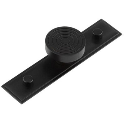 Elegant 40mm Black Stepped Cupboard Knob with Brass Backplate - Kitchen Cabinet Knob