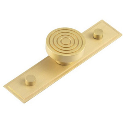 Elegant 40mm Satin Brass Cupboard Knob with Stepped Backplate - Kitchen Cabinet Knob