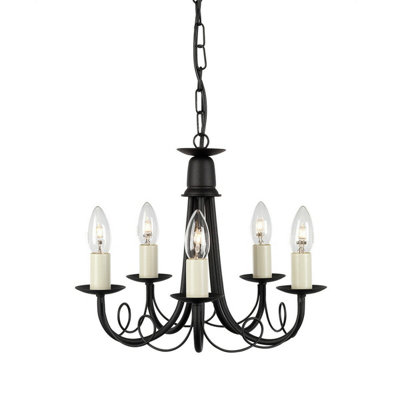 Elegant 5 Bulb Black LED Chandelier Pendant Light for Modern Interiors