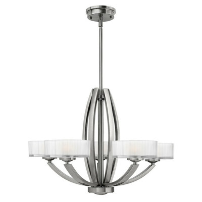 Elegant 5 Bulb Brushed Nickel Chandelier Pendant Light with LED G9 Bulbs