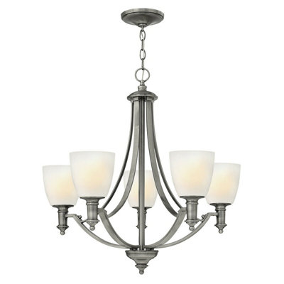 Elegant 5 Bulb Chandelier Pendant Light in Antique Nickel Finish