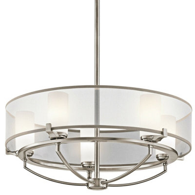 Elegant 5 Bulb Chandelier Pendant Light in Classic Pewter Finish with LED G9 Bulbs