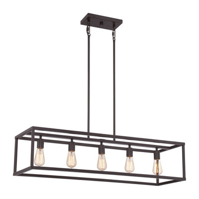 Elegant 5 Bulb Chandelier Pendant Light in Western Bronze Finish with LED Bulbs