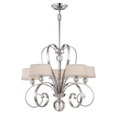 Elegant 5 Bulb Imperial Silver Chandelier with LED G9 3.5W Bulbs for Stunning Illumination