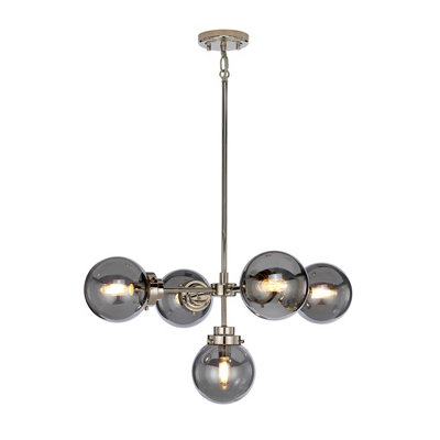 Elegant 5 Bulb LED Chandelier in Highly Polished Nickel Finish