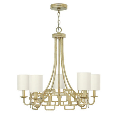 Elegant 5 Bulb Silver Leaf Chandelier Pendant Light - LED E14 40W