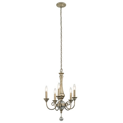 Elegant 5 Bulb Sterling Gold Chandelier Pendant Light with LED E14 Socket
