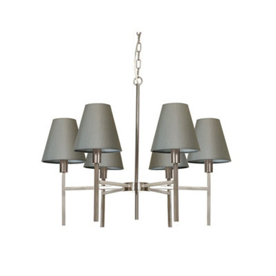 Elegant 6 Bulb Brushed Nickel Chandelier Pendant Light with LED E14 25W Bulbs