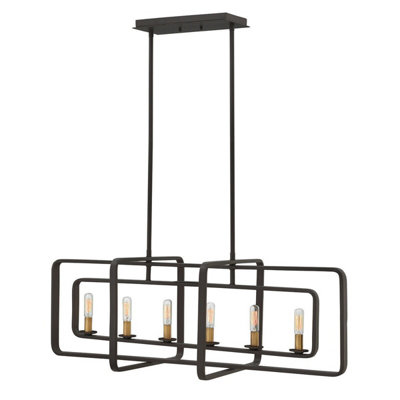 Elegant 6 Bulb Buckeye Bronze Chandelier Pendant Light with LED E14