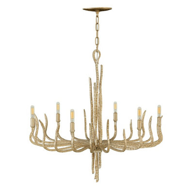 Elegant 6 Bulb Champagne Gold Chandelier with LED E14 Fittings