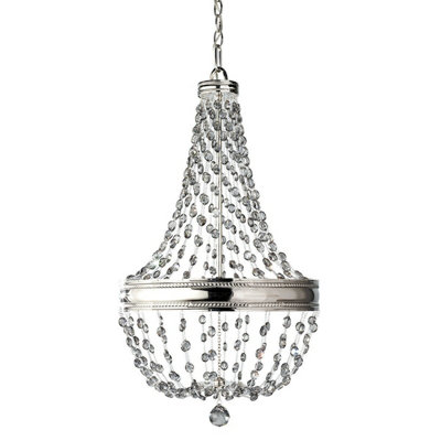 Elegant 6 Bulb Chandelier Ceiling Light in Highly Polished Nickel Finish with E14 LED Bulbs
