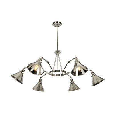 Elegant 6 Bulb Chandelier Ceiling Light in Highly Polished Nickel Finish with LED E27 Bulbs