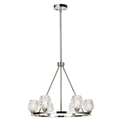 Elegant 6 Bulb Chandelier Ceiling Light in Polished Nickel with LED G9 Bulbs