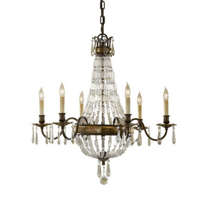 Elegant 6 Bulb Chandelier in Oxidized Bronze for Stunning Interior Lighting
