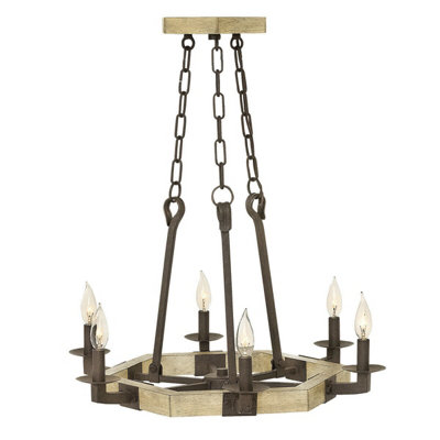Elegant 6 Bulb Chandelier Pendant Light in Iron Rust Finish