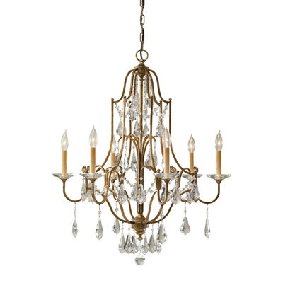 Elegant 6 Bulb Chandelier Pendant Light in Oxidized Bronze Finish with LED E14 Bulbs