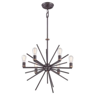 Elegant 6 Bulb Chandelier Pendant Light in Western Bronze Finish - LED E27 60W Compatible