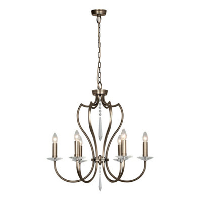 Elegant 6 Bulb Dark Bronze Chandelier Pendant Light with LED E14 Bulbs