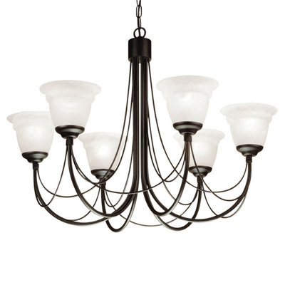 Elegant 6 Bulb Gothic Chandelier in Ivory with Black Finish - LED E14 60W Lighting