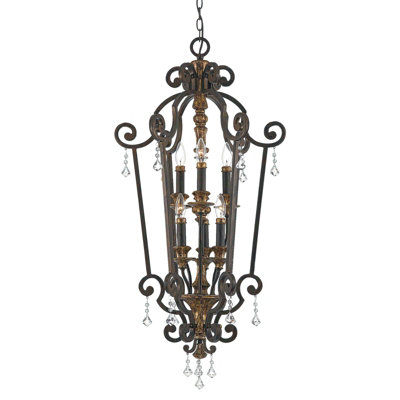 Elegant 6 Bulb Heirloom Chandelier Pendant Light with LED E14 Base