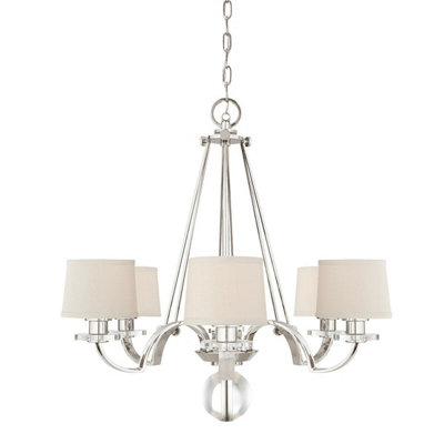 Elegant 6 Bulb Imperial Silver Chandelier Pendant Light with LED E27 60W Bulbs