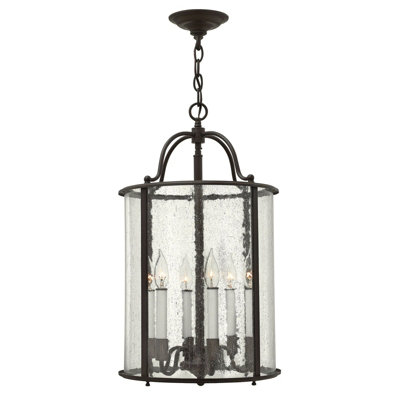 Elegant 6 Bulb Olde Bronze Ceiling Pendant Light with LED E14 Bulbs
