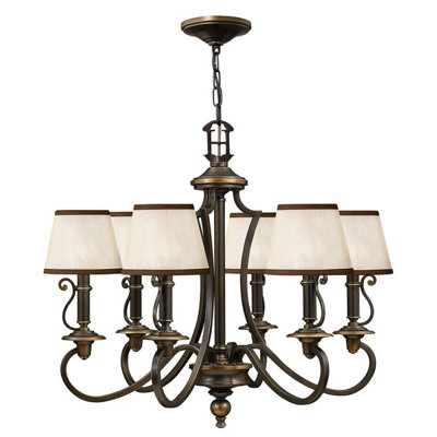 Elegant 6 Bulb Olde Bronze Chandelier Pendant Light with LED E14 60W Bulb
