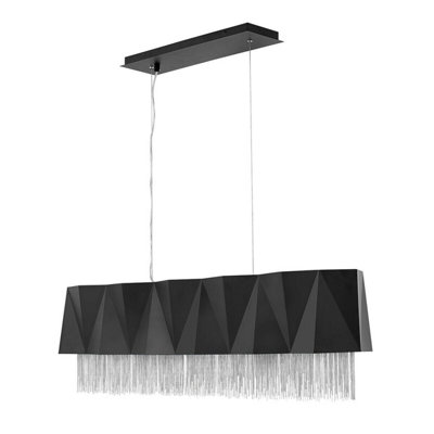 Elegant 6 Bulb Satin Black and Silver Ceiling Pendant Light with E27 Socket